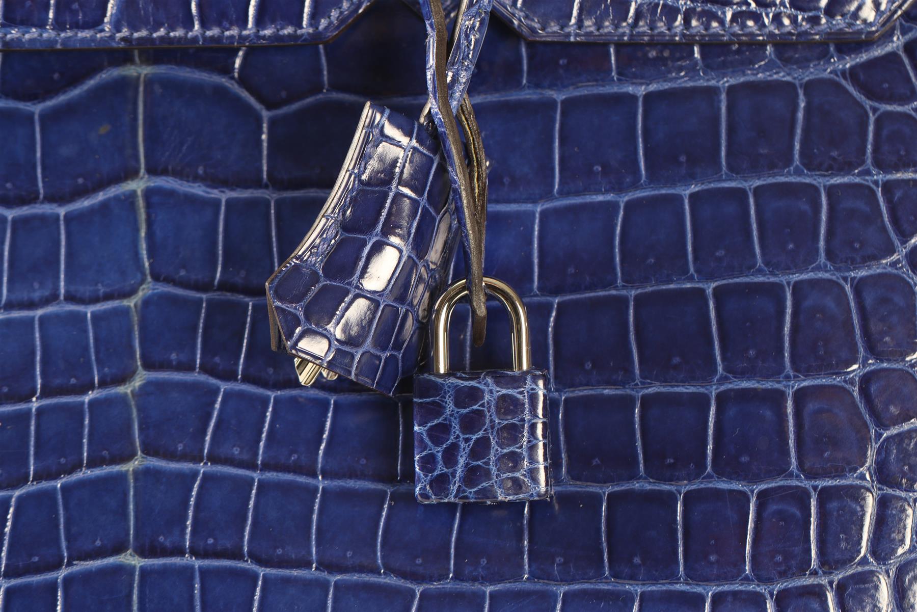 HERMÈS BLUE 2012 BIRKIN 35CM POROSUS CROCODILE LEATHER BAG IN ROYAL BLUE