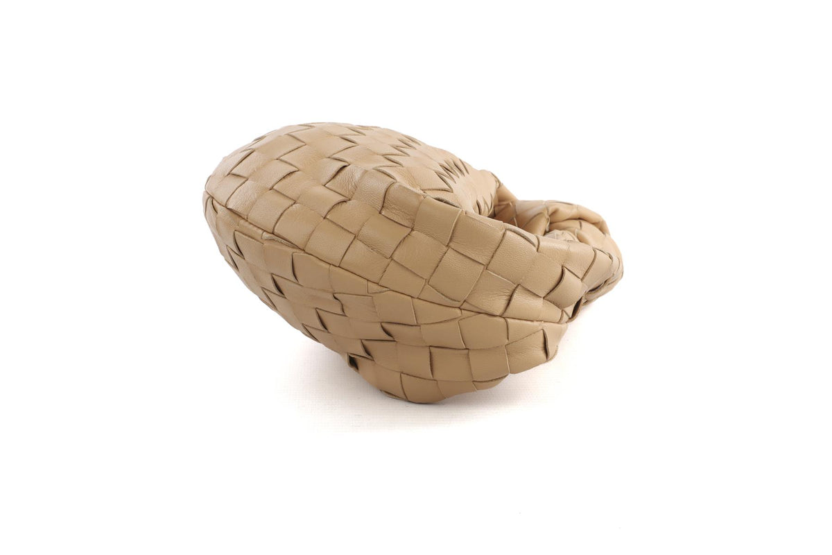 BOTTEGA VENETA BEIGE JODIE MINI INTRECCIATO LEATHER TOTE BAG