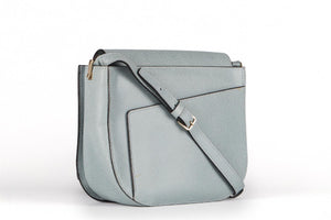 VALEXTRA BLUE TWIST LEATHER SHOULDER BAG