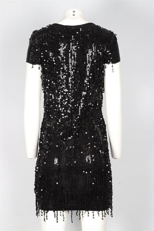 MICHAEL KORS BLACK SEQUIN MINI DRESS XSMALL