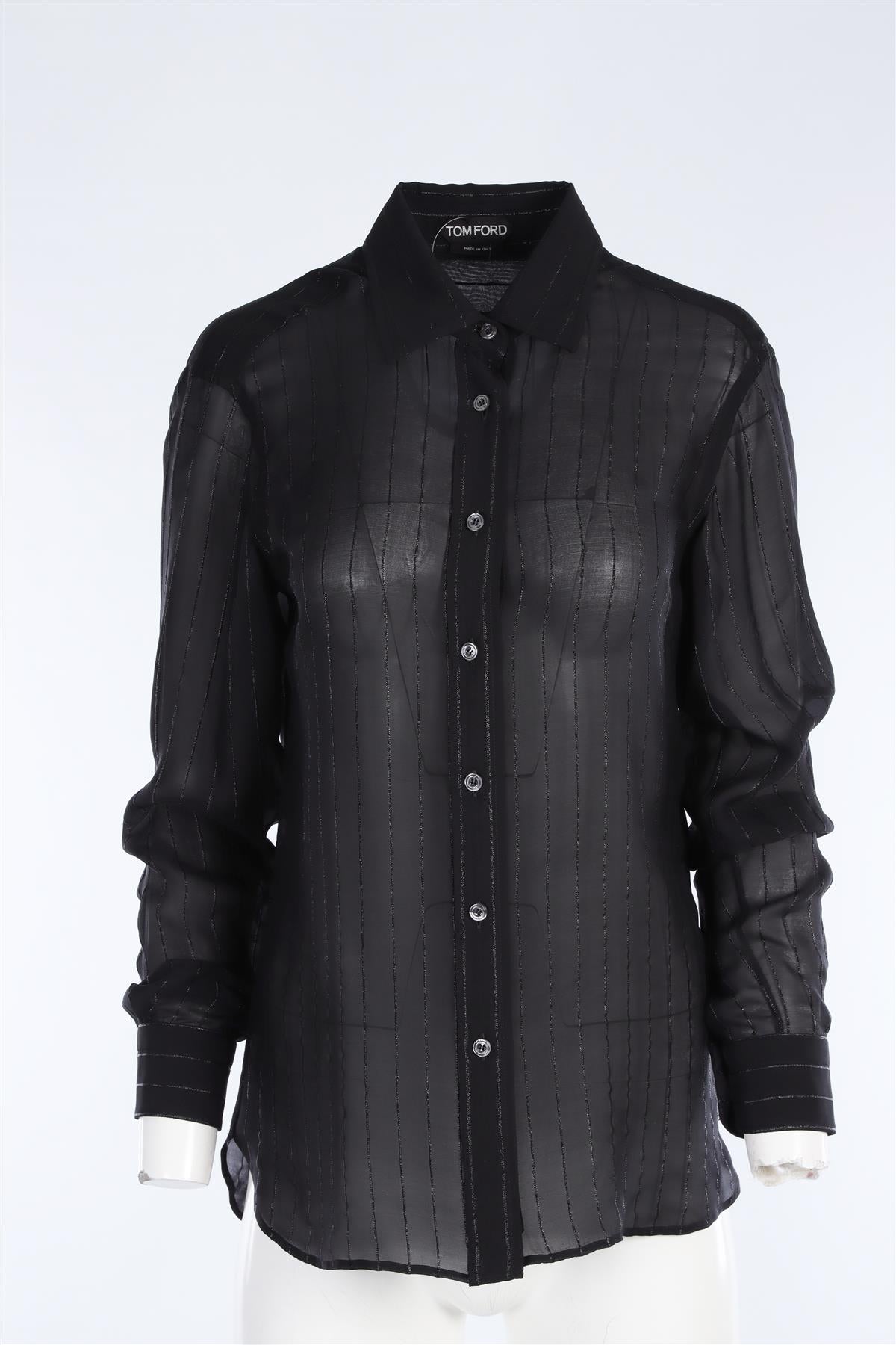 TOM FORD BLACK SILK SHIRT IT 40 UK 8