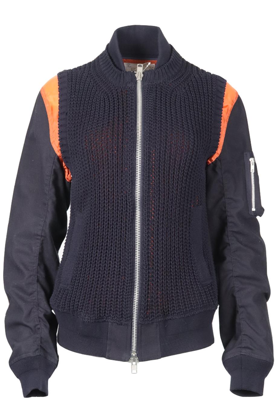 SACAI KNIT AND CANVAS BOMBER JACKET UK 8