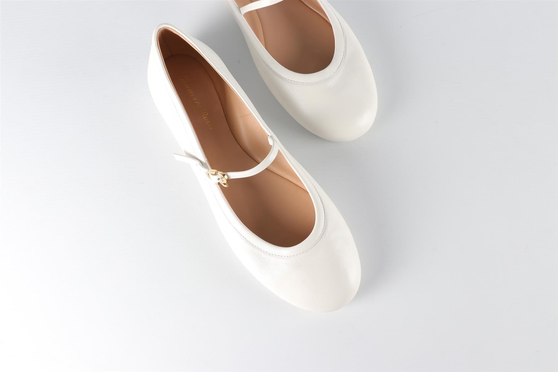 GIANVITO ROSSI WHITE LEATHER BALLET FLATS EU 38 UK 5 US 8