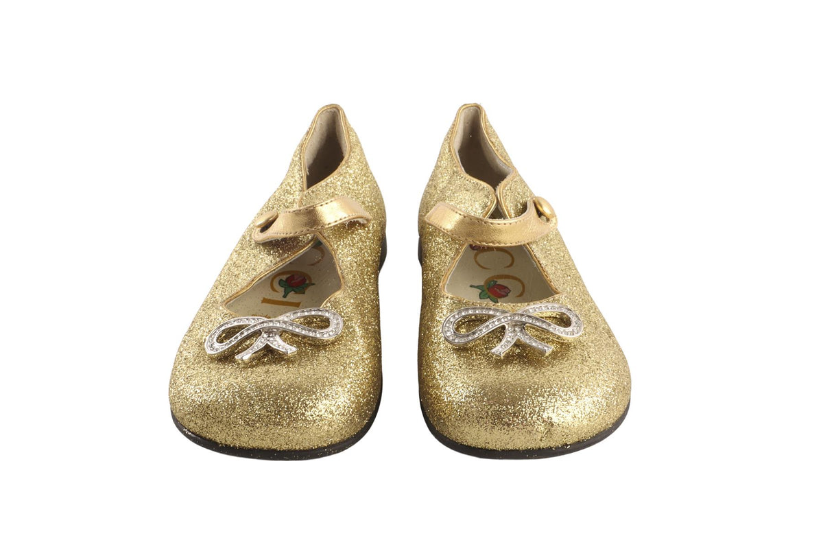 GUCCI GOLD KIDS GIRLS BALLET FLATS EU 25 UK 7 US 10