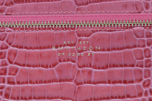 SMYTHSON OF BOND STREET PINK CROC EFFECT LEATHER TRAVEL WALLET