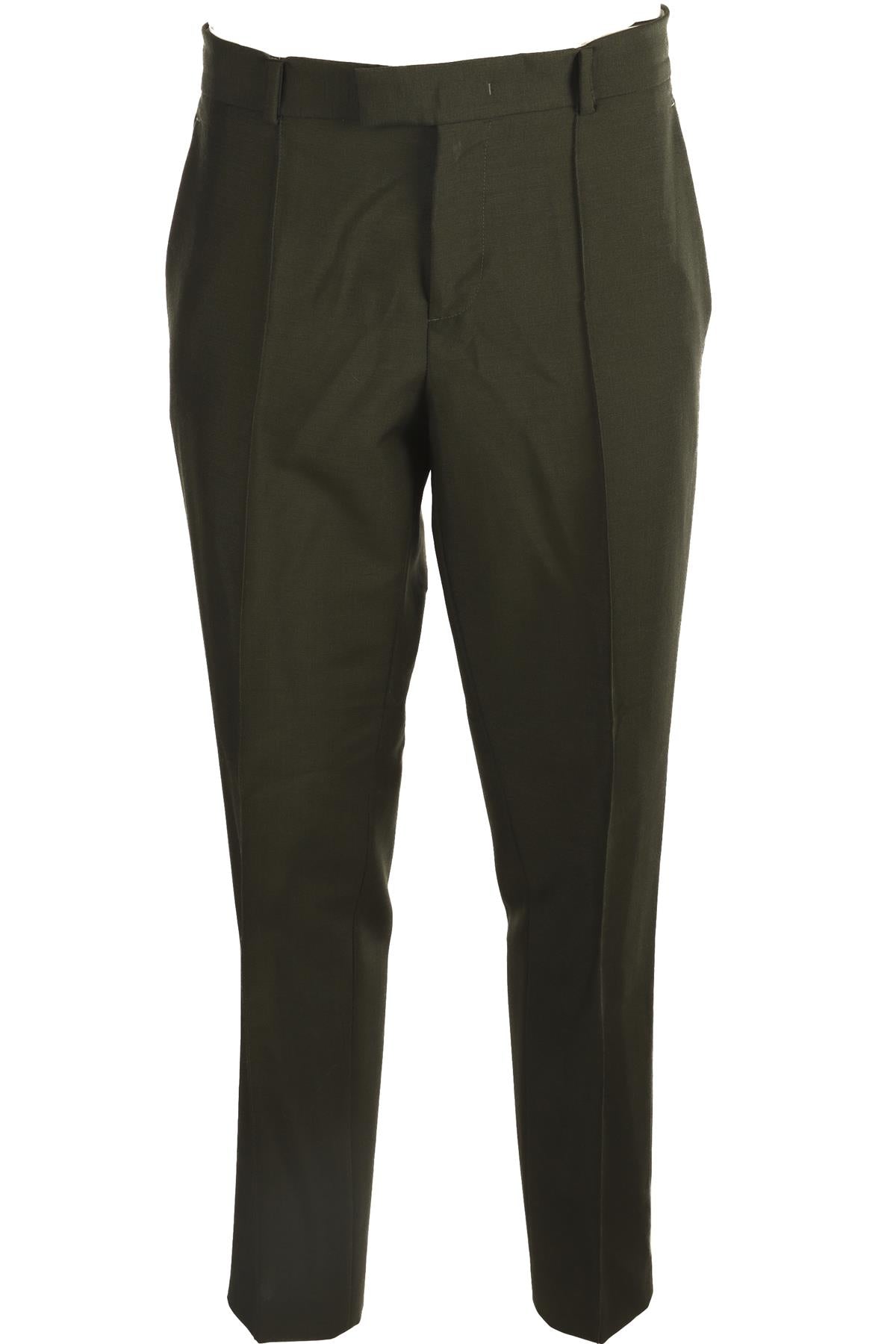 BOTTEGA VENETA GREEN SILK STRAIGHT LEG PANTS IT 42 UK 10