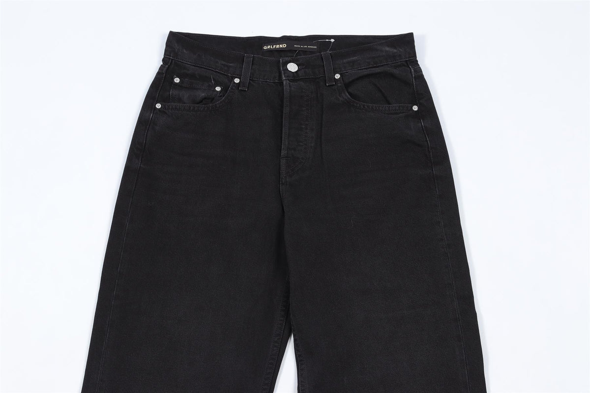 GRLFRND BLACK HIGH RISE WIDE LEG JEANS W24 UK 6