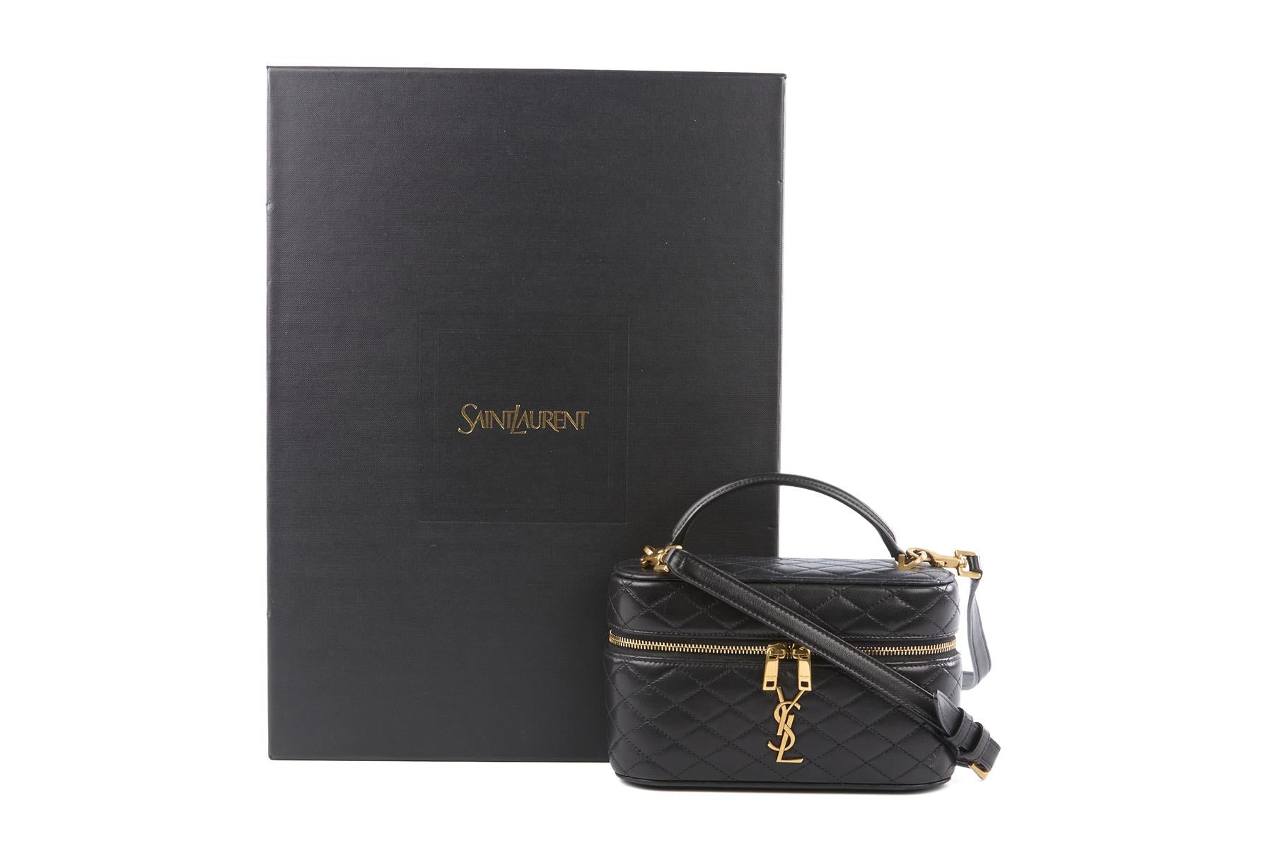 SAINT LAURENT BLACK GABY VANITY LEATHER SHOULDER BAG
