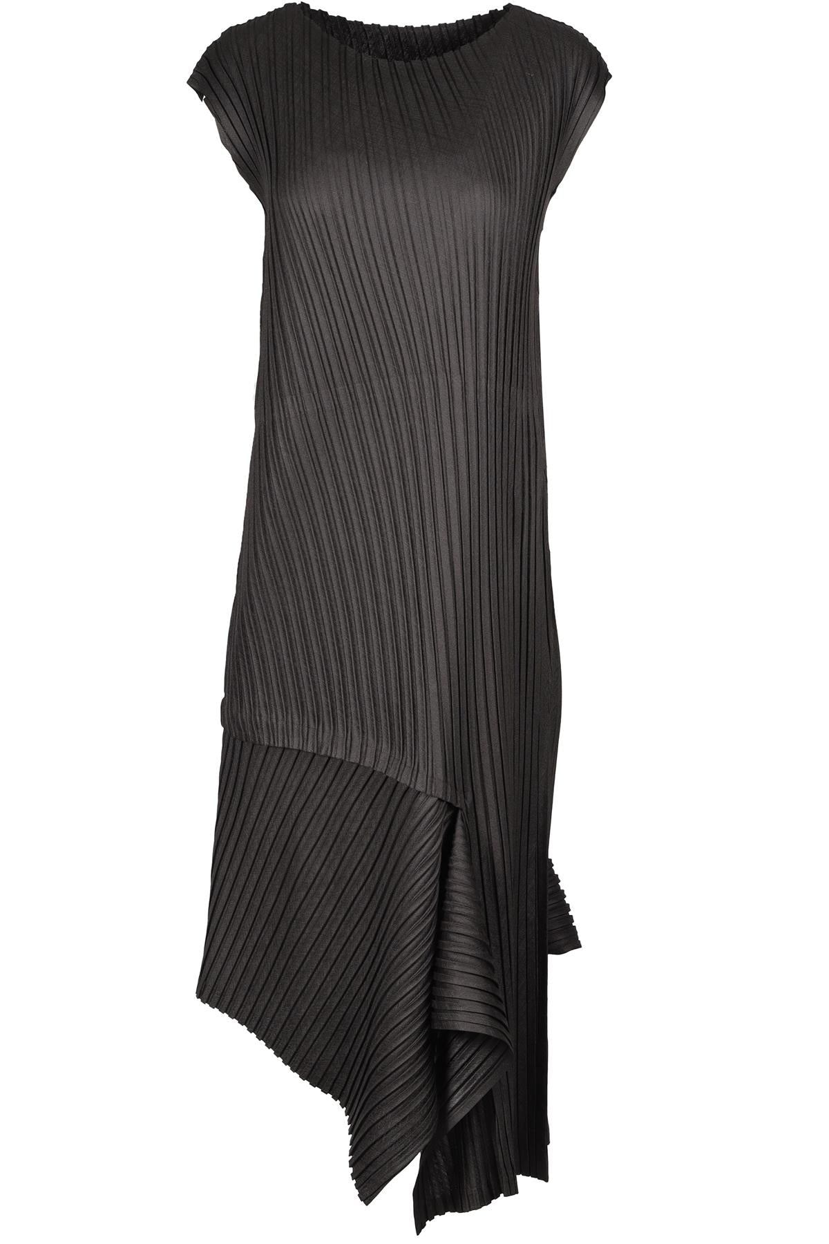 ISSEY MIYAKE BLACK WOVEN MIDI DRESS UK 8