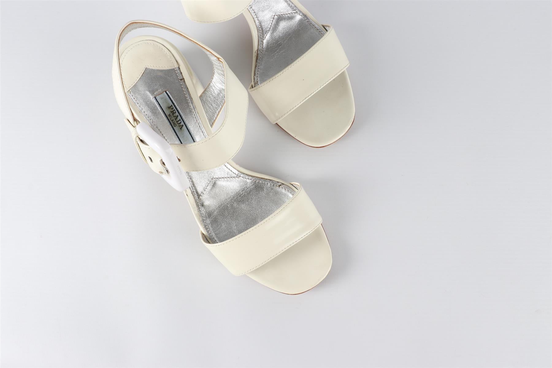 PRADA WHITE PATENT LEATHER SANDALS EU 37 UK 4 US 7