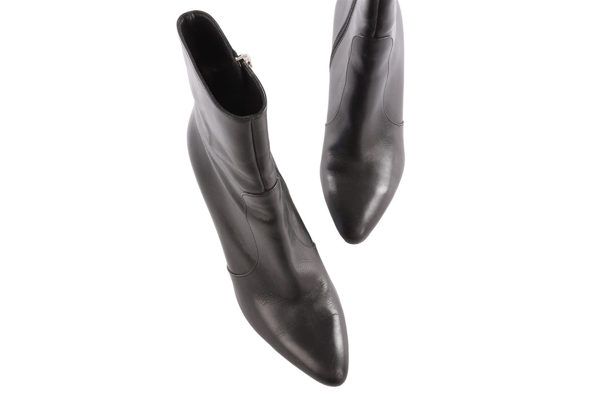 CHRISTIAN DIOR BLACK LEATHER ANKLE BOOTS EU 39 UK 6 US 9
