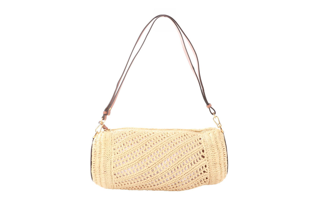 LOEWE + PAULA'S IBIZA BEIGE BRACELET RAFFIA SHOULDER BAG