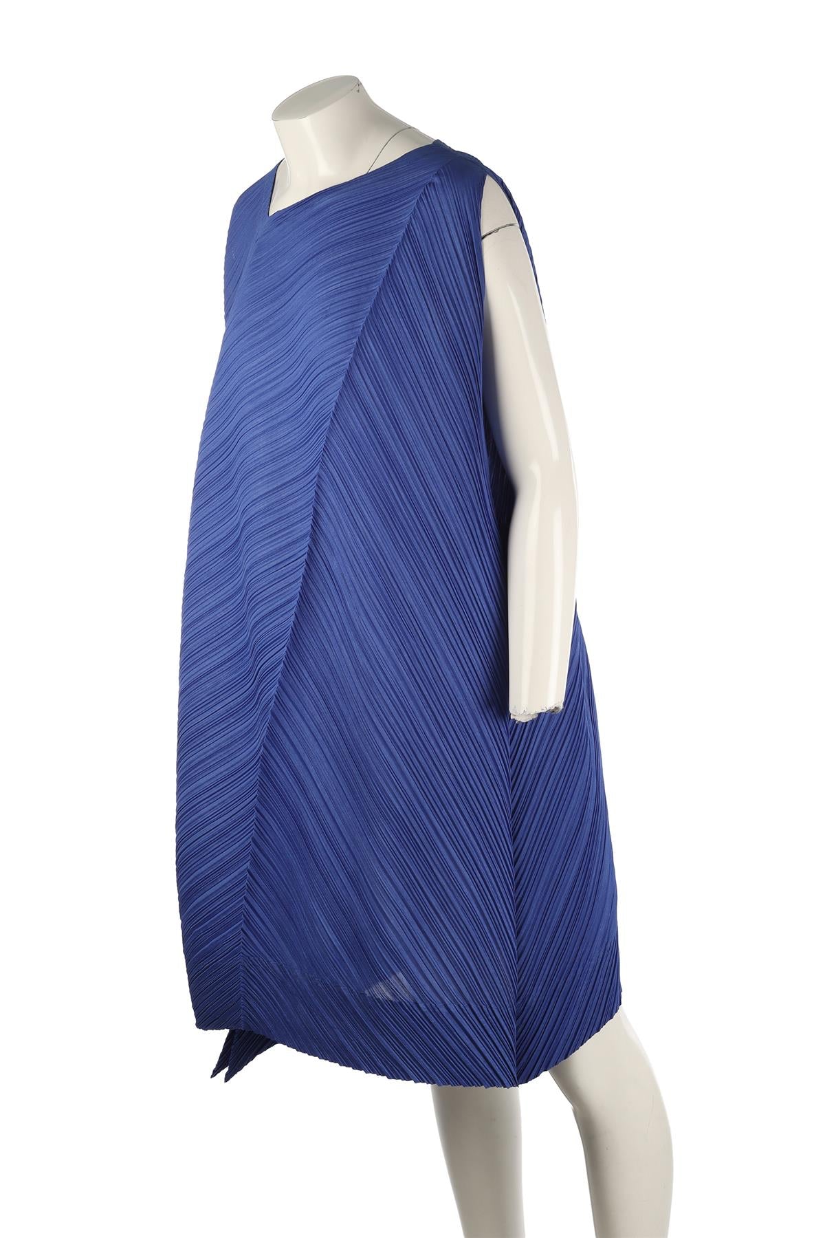 PLEATS PLEASE ISSEY MIYAKE BLUE MIDI DRESS JP 5 UK 12
