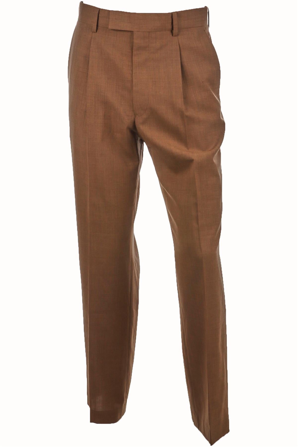 AURALEE BROWN MENS WOOL STRAIGHT LEG PANTS SMALL