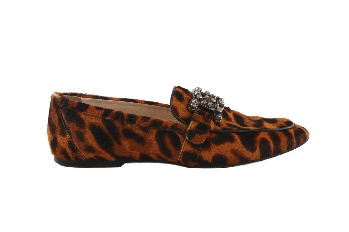 TOD'S BROWN CALF HAIR LOAFERS EU 39 UK 6 US 9