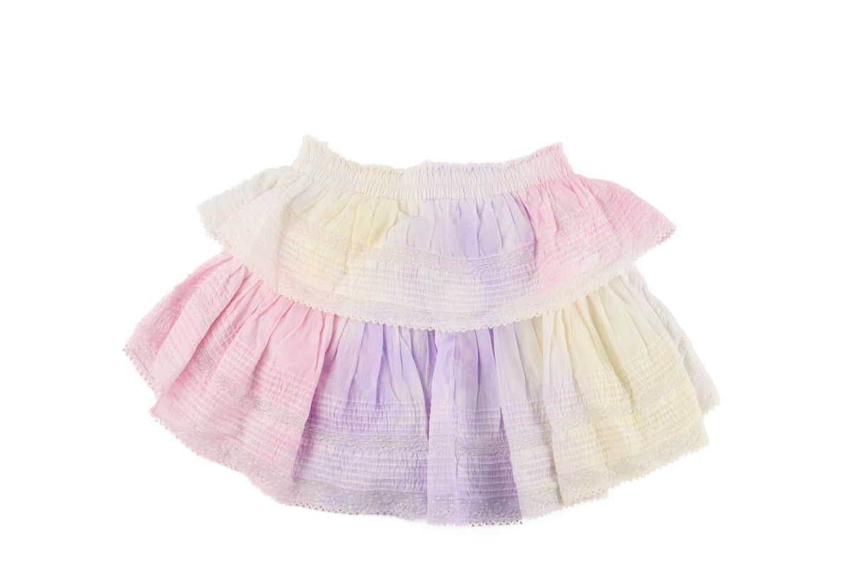 LOVESHACKFANCY MULTI COTTON MINI SKIRT XSMALL