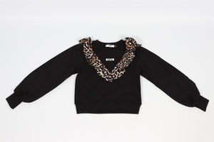 MSGM BLACK KIDS GIRLS COTTON SWEATSHIRT 8 YEARS