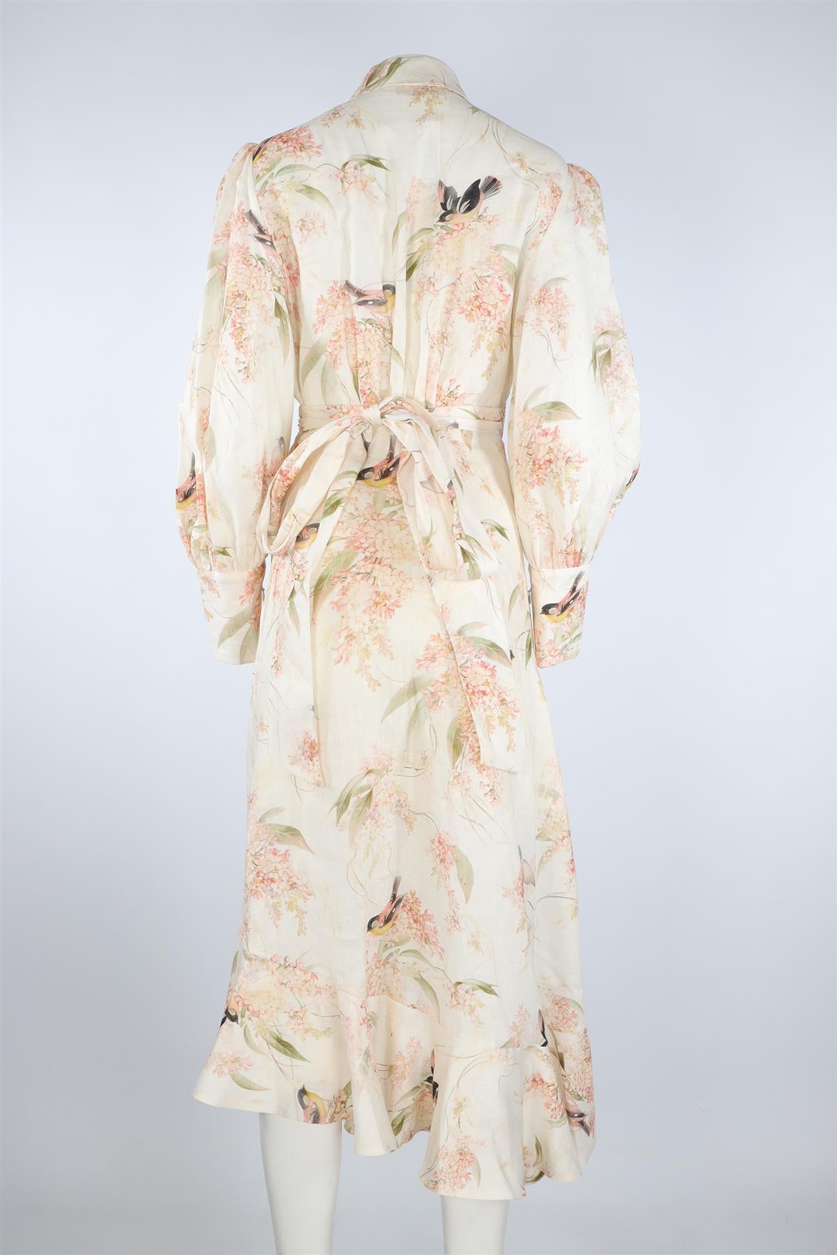 ZIMMERMANN MULTI LINEN MIDI DRESS UK 14