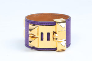 HERMÈS PURPLE 2012 COLLIER DE CHIEN 38 MM EPSOM LEATHER BRACELET