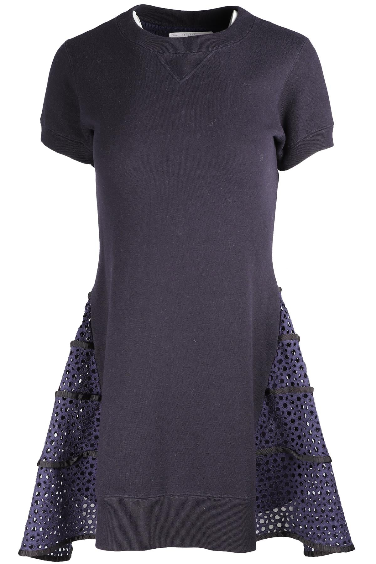 SACAI NAVY COTTON MINI DRESS UK 8