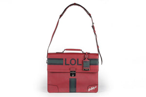 TUMI + DAVID HART RED LOL LEATHER TOTE BAG