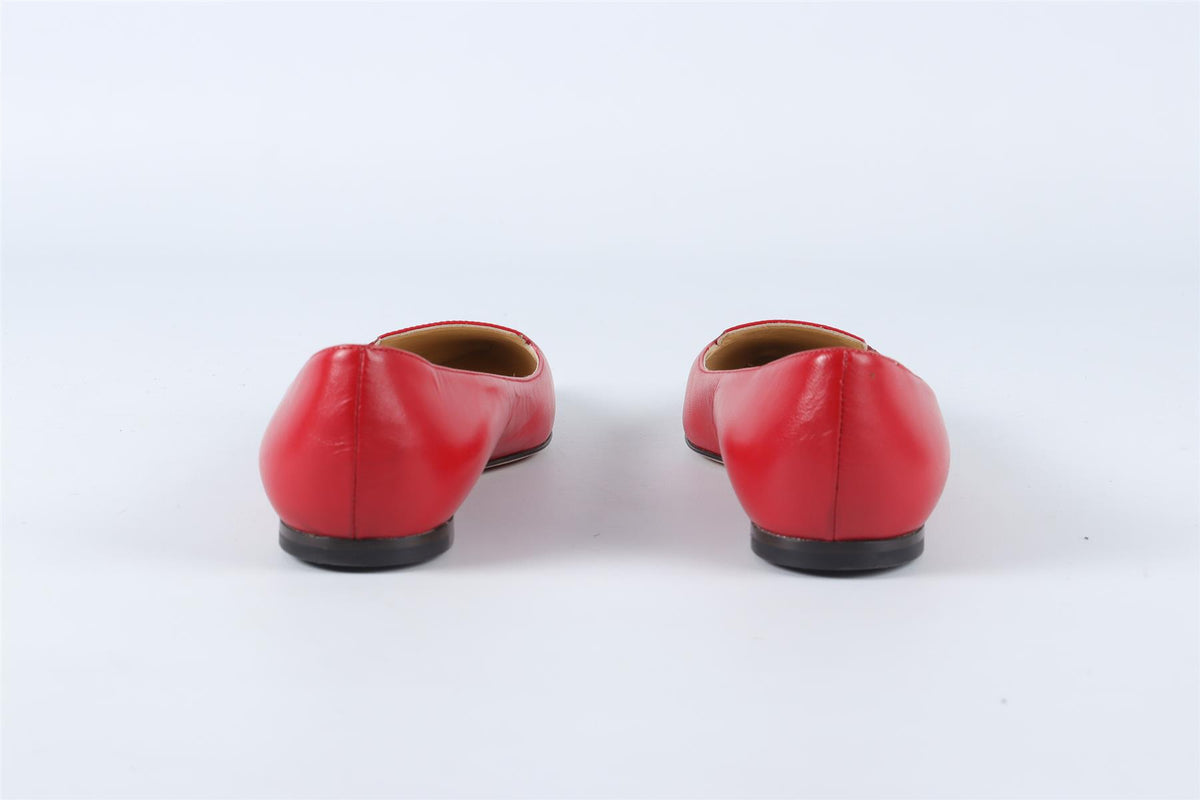 JIMMY CHOO RED LEATHER BALLET FLATS EU 34.5 UK 1.5 US 4.5