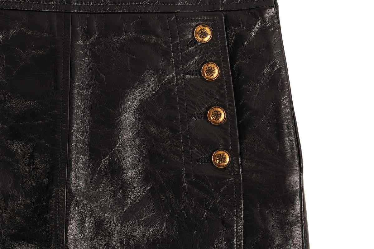 GIVENCHY BLACK LEATHER MINI SKIRT FR 34 UK 6