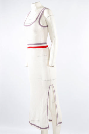 MORGAN LANE WHITE KNIT MIDI DRESS SMALL