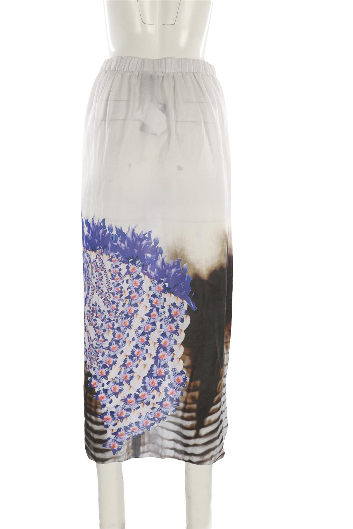 ROBERTO CAVALLI BEACHWEAR MULTI SATIN MAXI SKIRT ONE SIZE