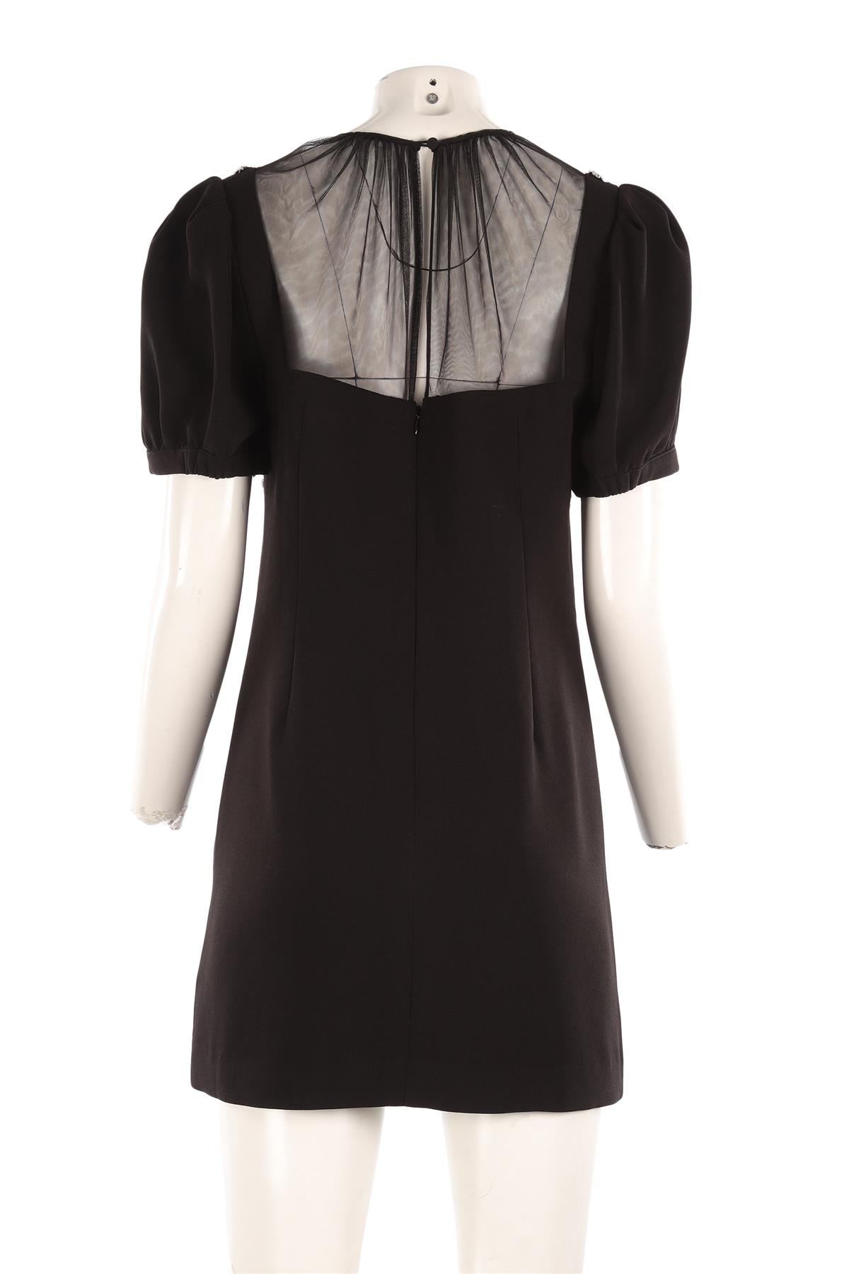 SELF-PORTRAIT BLACK CREPE MINI DRESS UK 14