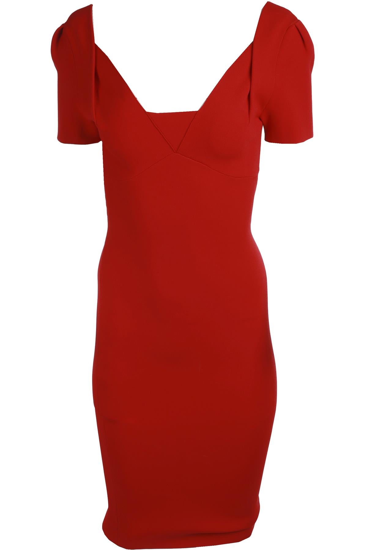 ROLAND MOURET RED KNIT MIDI DRESS UK 8