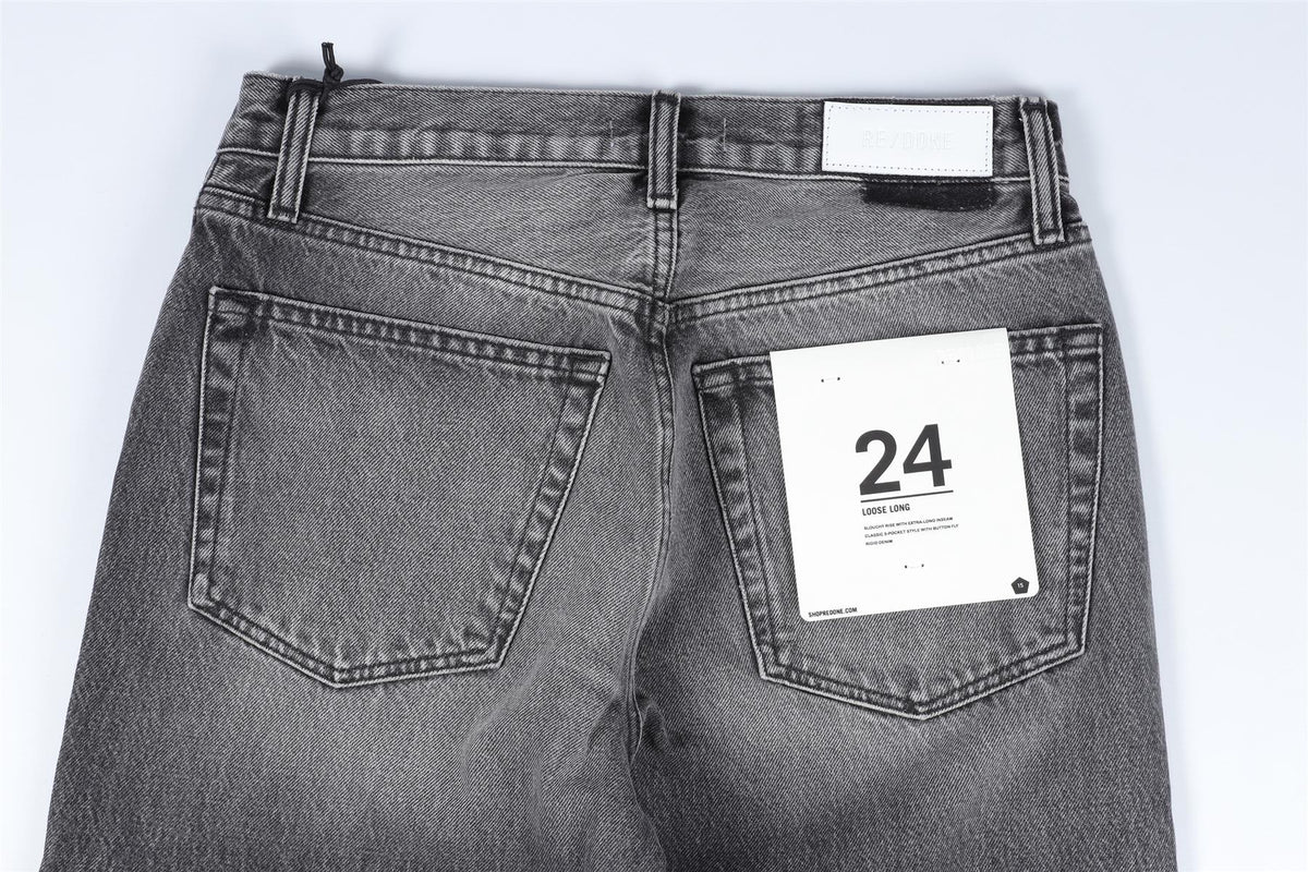 RE/DONE GREY HIGH RISE WIDE LEG JEANS W24 UK 6