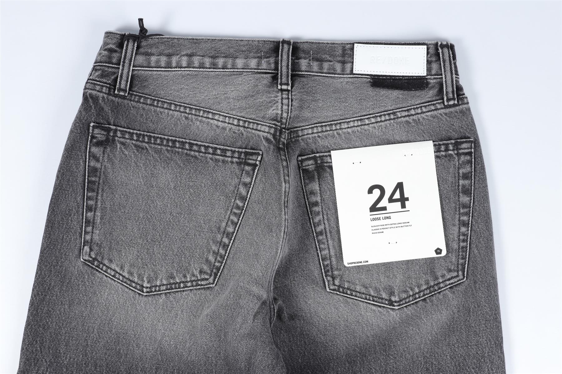 RE/DONE GREY HIGH RISE WIDE LEG JEANS W24 UK 6