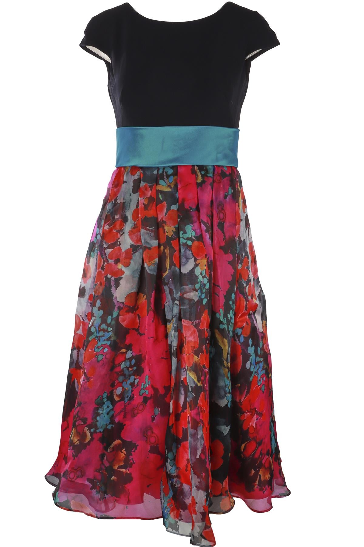 THEIA MULTI SILK MIDI DRESS UK 4