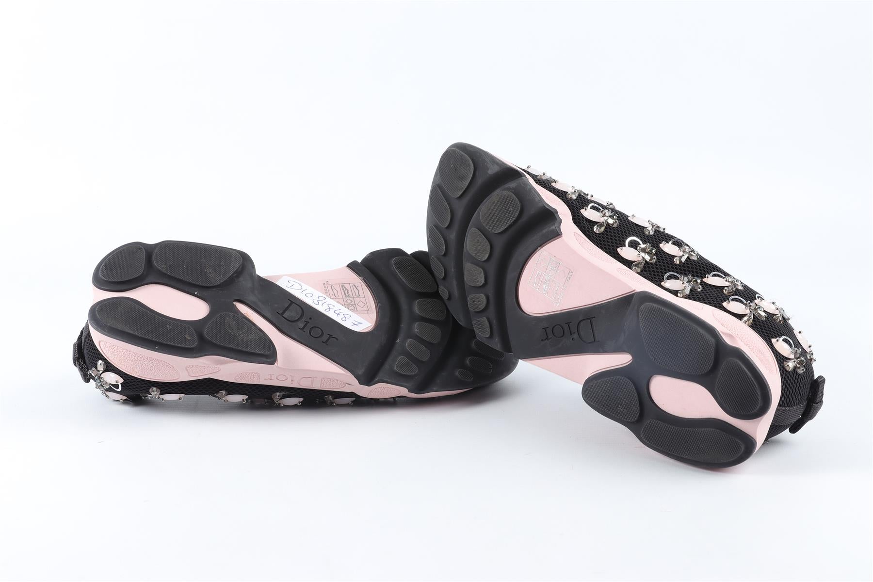 CHRISTIAN DIOR BLACK CRYSTAL AND MESH SNEAKERS EU 38 UK 5 US 8