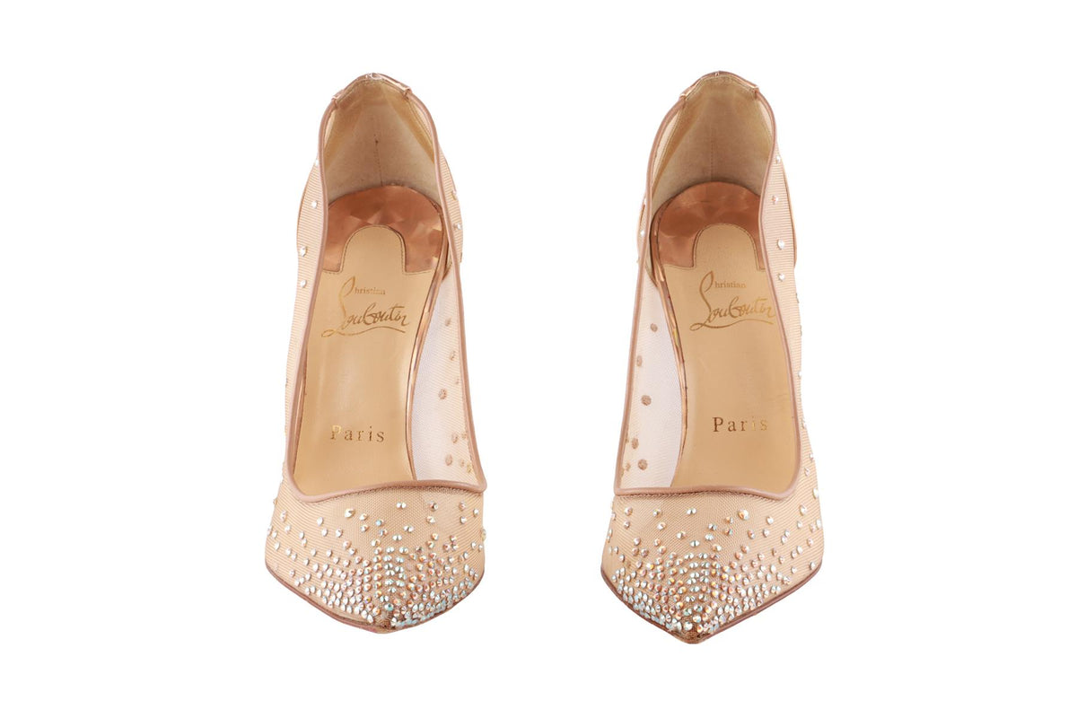 CHRISTIAN LOUBOUTIN METALLIC FOLLIES MESH PUMPS EU 38.5 UK 5.5 US 8.5
