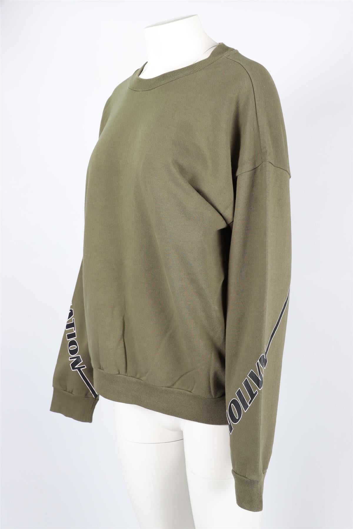 P.E NATION GREEN COTTON BLEND SWEATSHIRT LARGE