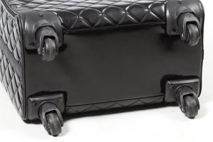 CHANEL BLACK 2015 37CM QUILTED PATENT LEATHER SUITCASE