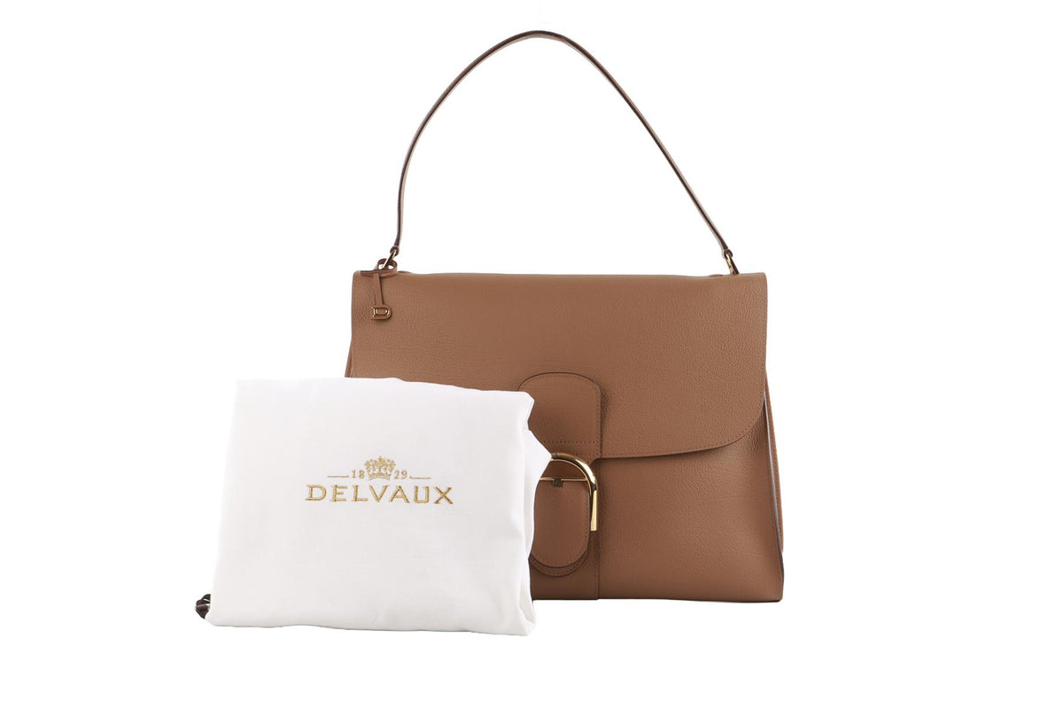 DELVAUX TAN BRILLIANT TEMPO MM LEATHER SHOULDER BAG