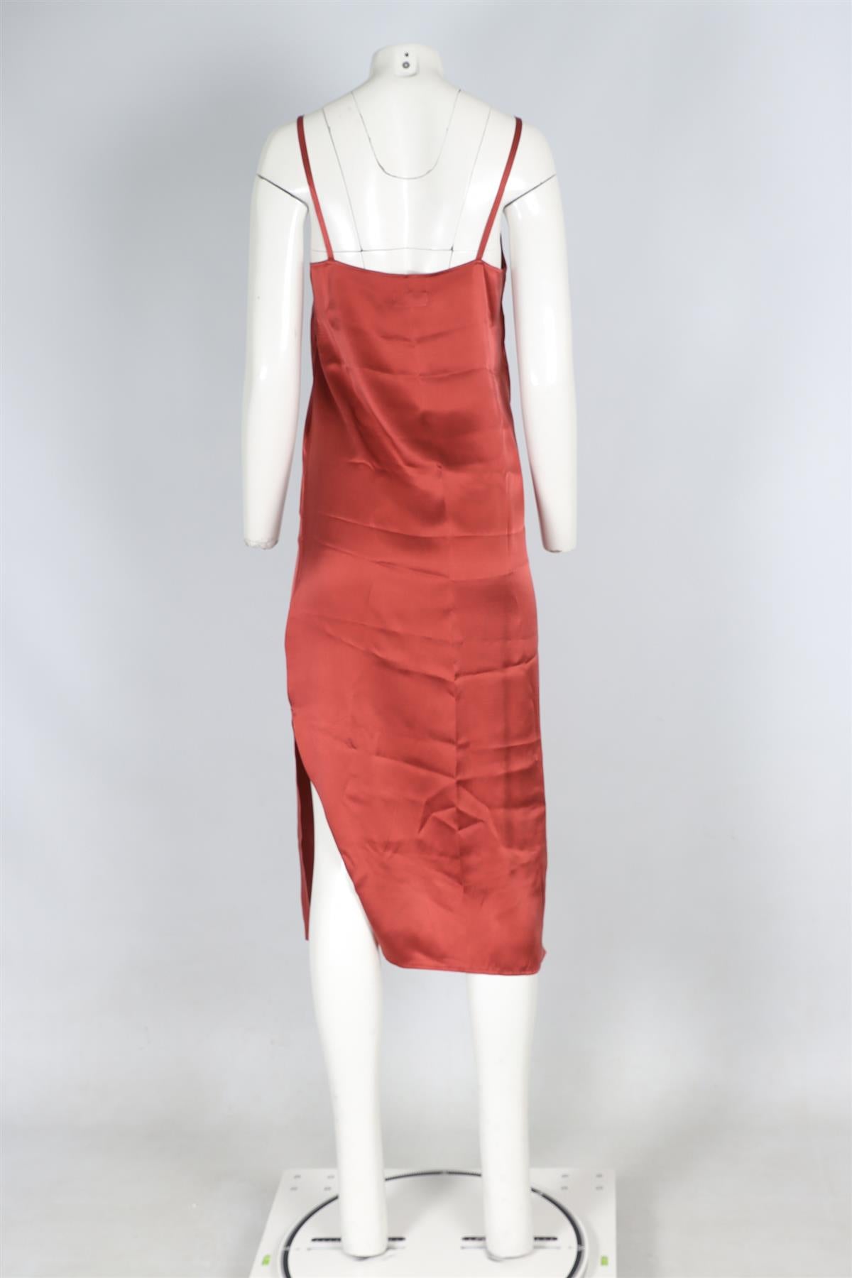 ASCENO PINK SILK MAXI DRESS SMALL