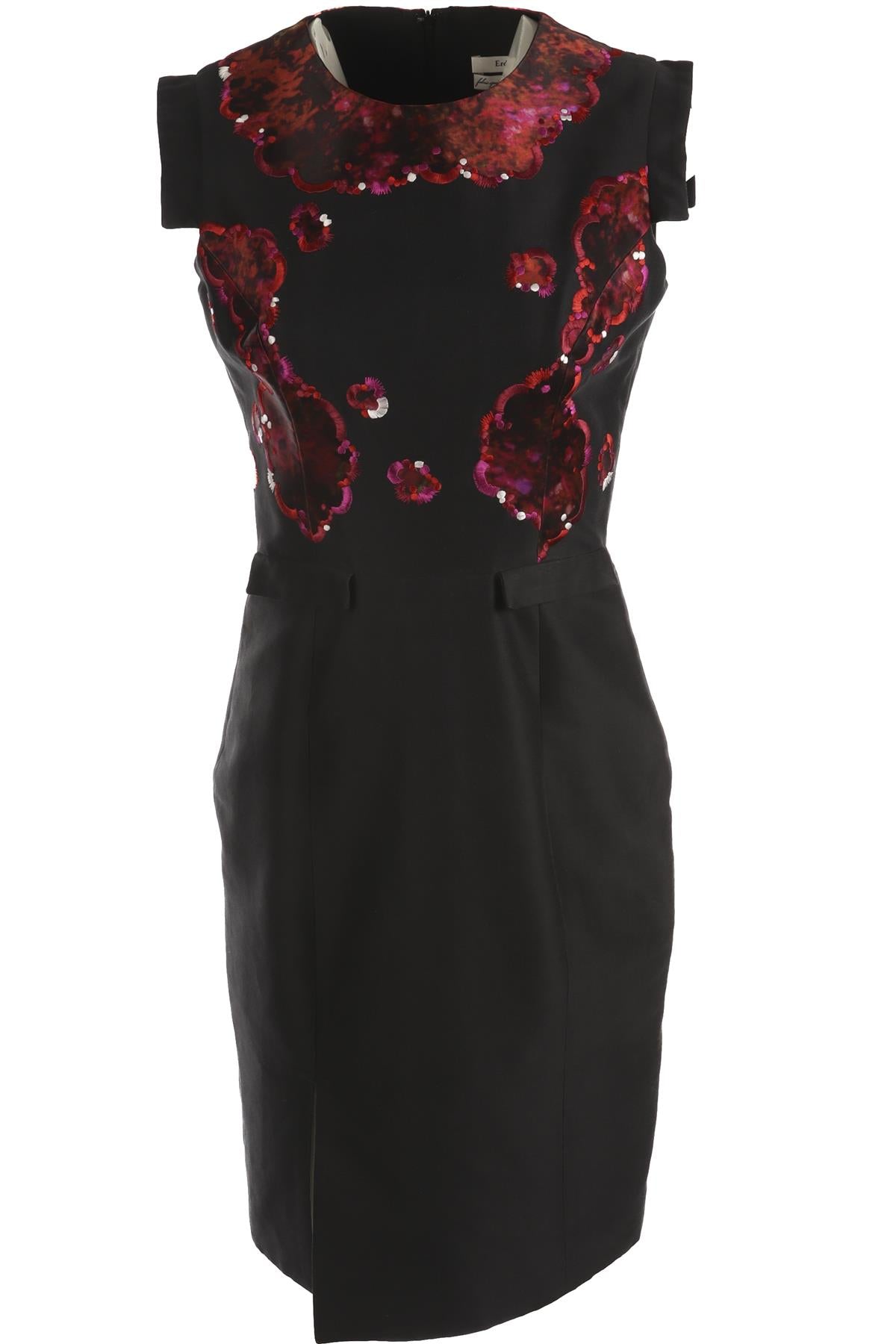 ERDEM BLACK COTTON MIDI DRESS UK 12
