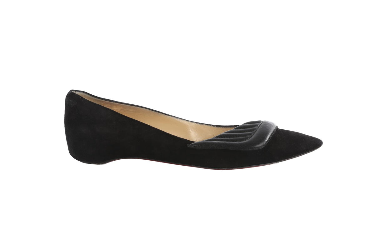 CHRISTIAN LOUBOUTIN BLACK SUEDE BALLET FLATS EU 38 UK 5 US 8