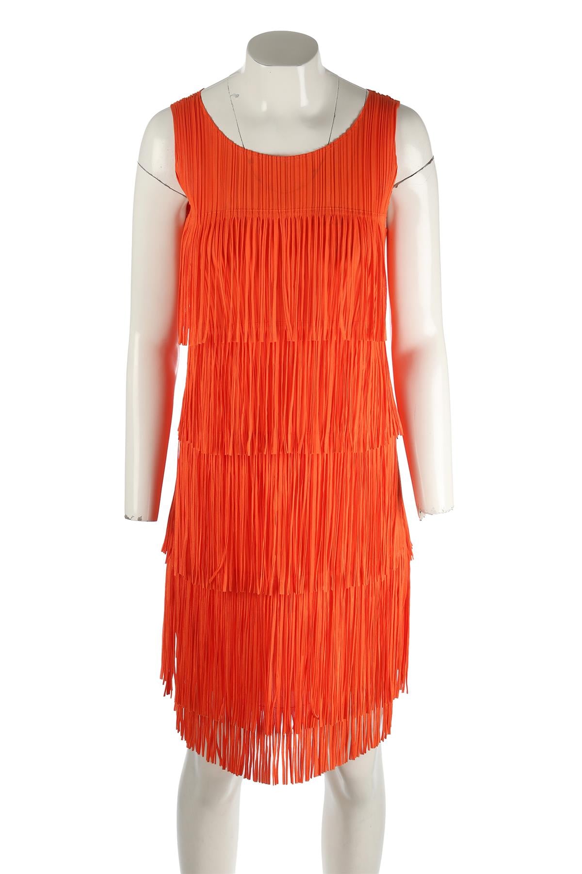 PLEATS PLEASE ISSEY MIYAKE ORANGE MIDI DRESS JP 2 UK 6