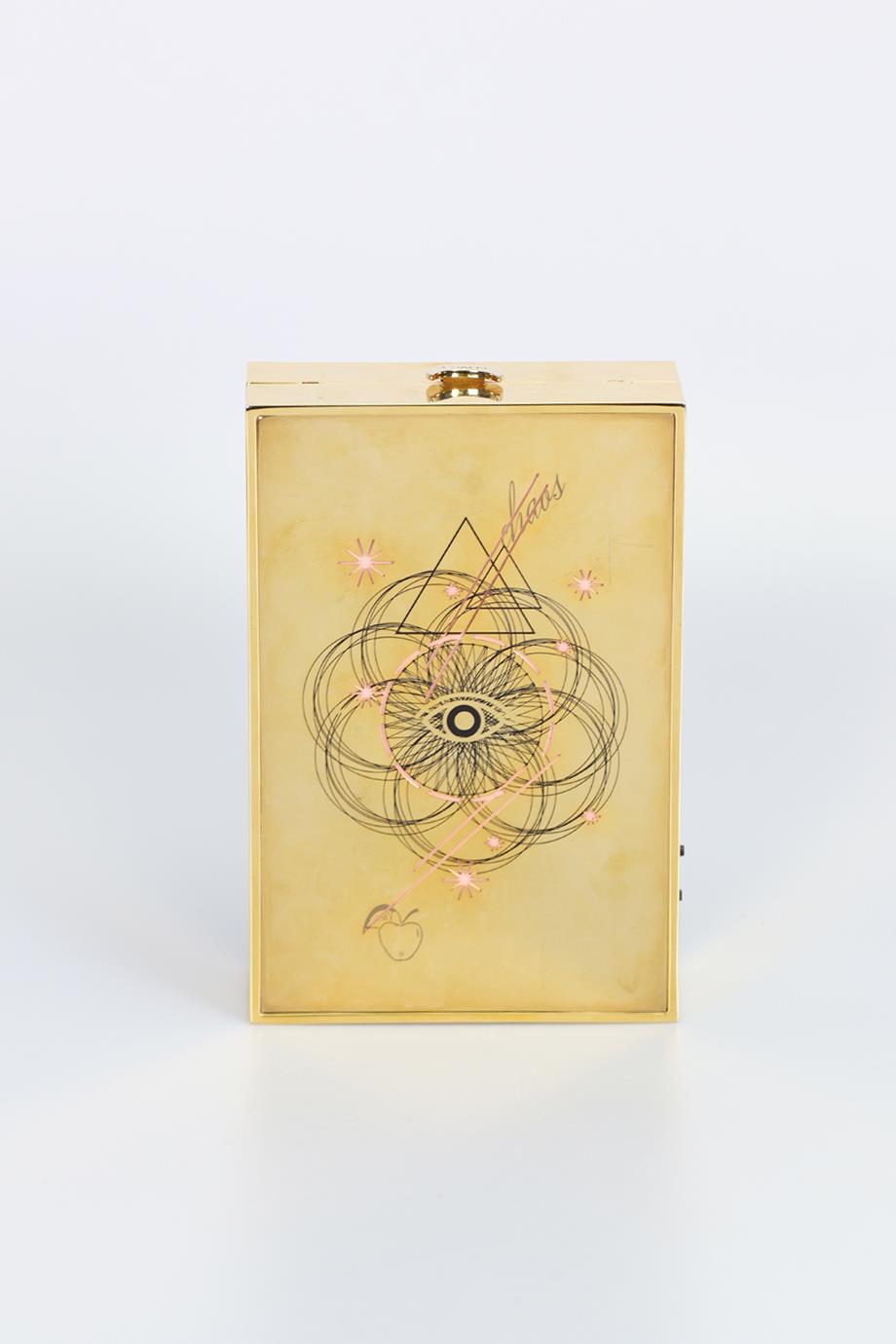 CHAOS PRINTED GOLD TONE CLUTCH