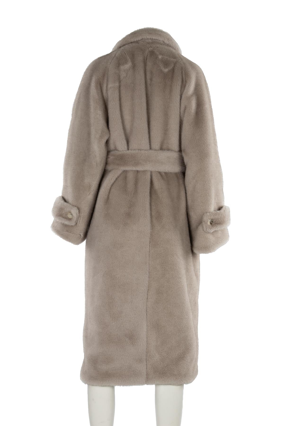 MEOTINE GREY KELLY FAUX FUR COAT XSMALL - SMALL