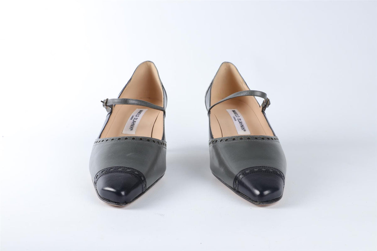 MANOLO BLAHNIK GREEN LEATHER PUMPS EU 38 UK 5 US 8