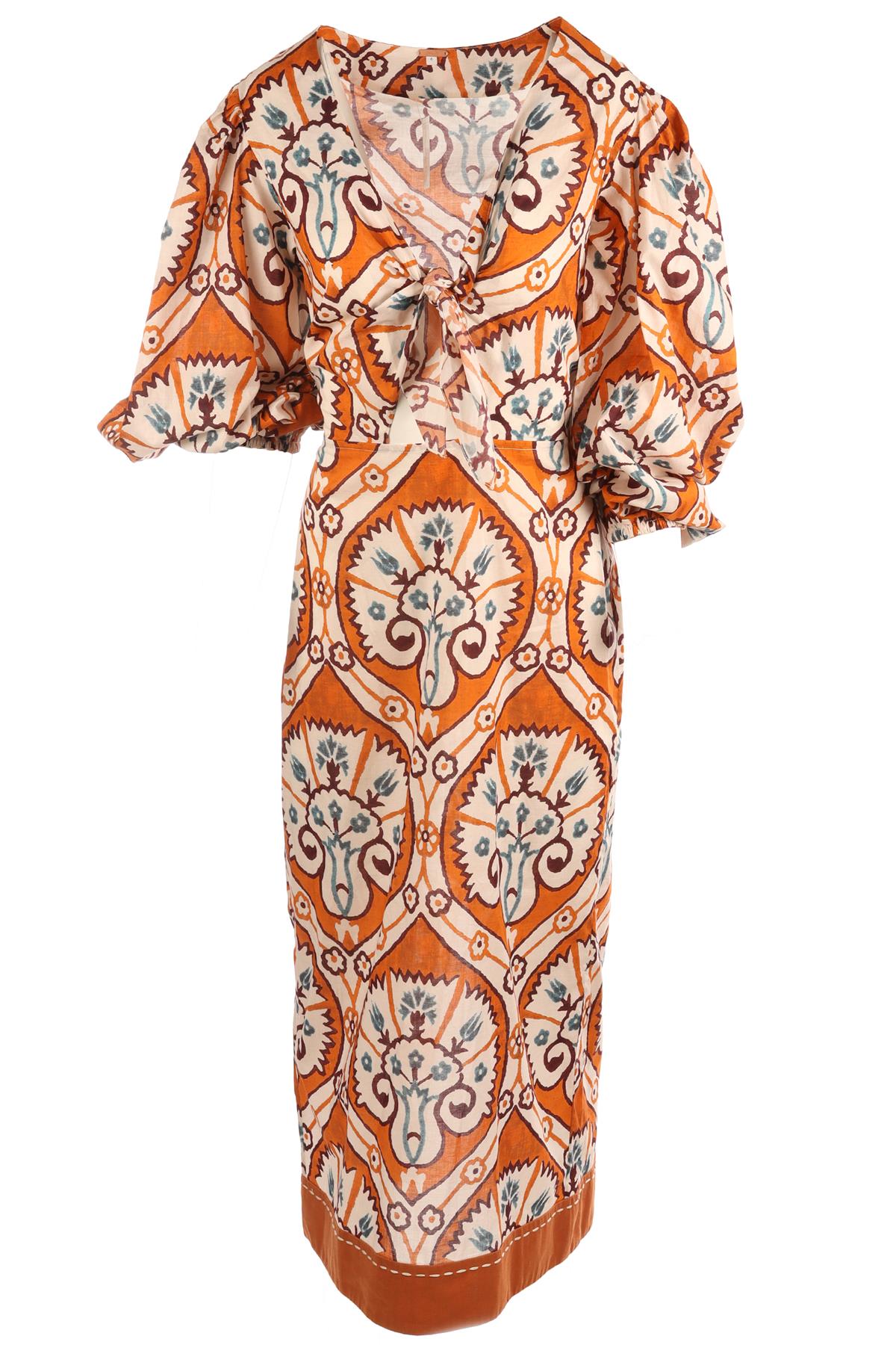 JOHANNA ORTIZ ORANGE COTTON MAXI DRESS US 6 UK 10