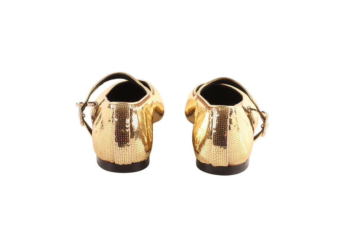 CHANEL GOLD 2025 SEQUIN FLATS EU 40 UK 7 US 10