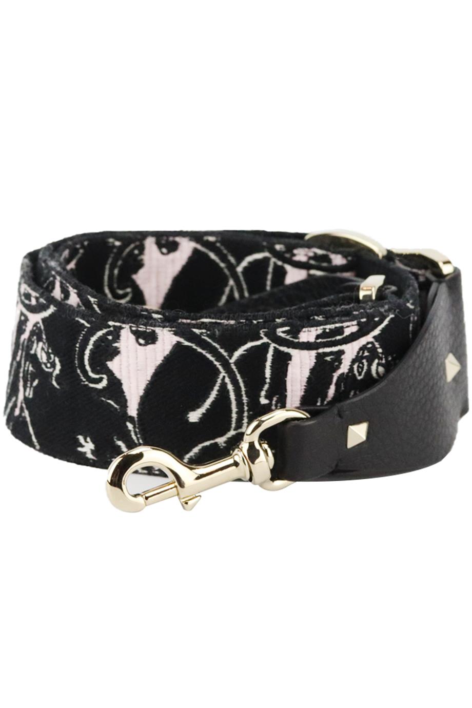 VALENTINO EMBROIDERED CANVAS AND LEATHER BAG STRAP