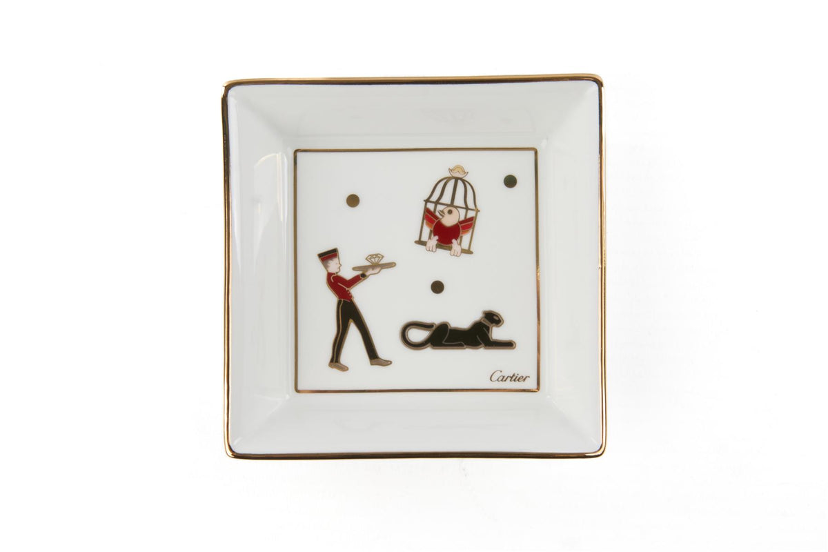 CARTIER WHITE DIABOLO DE CARTIER SET OF 4 TRINKET TRAYS